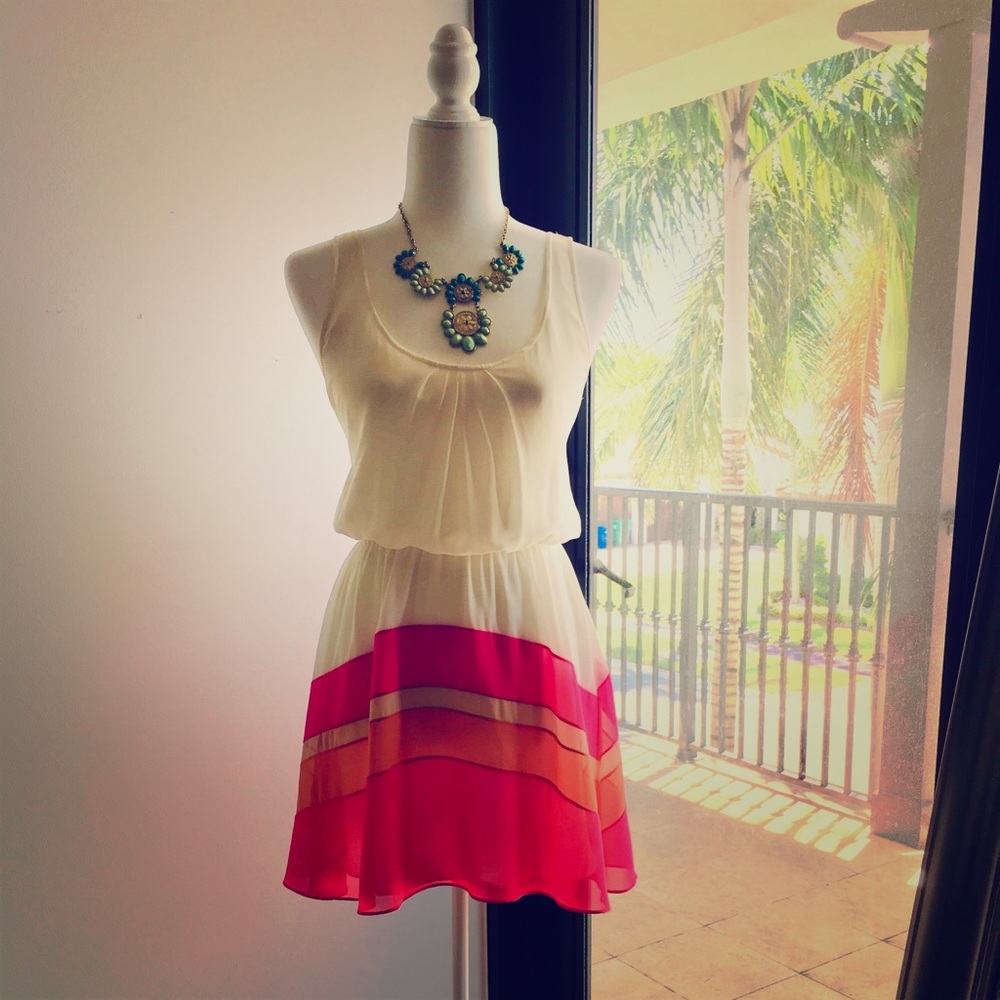 Fun summer dress (White, Pink, Orange)